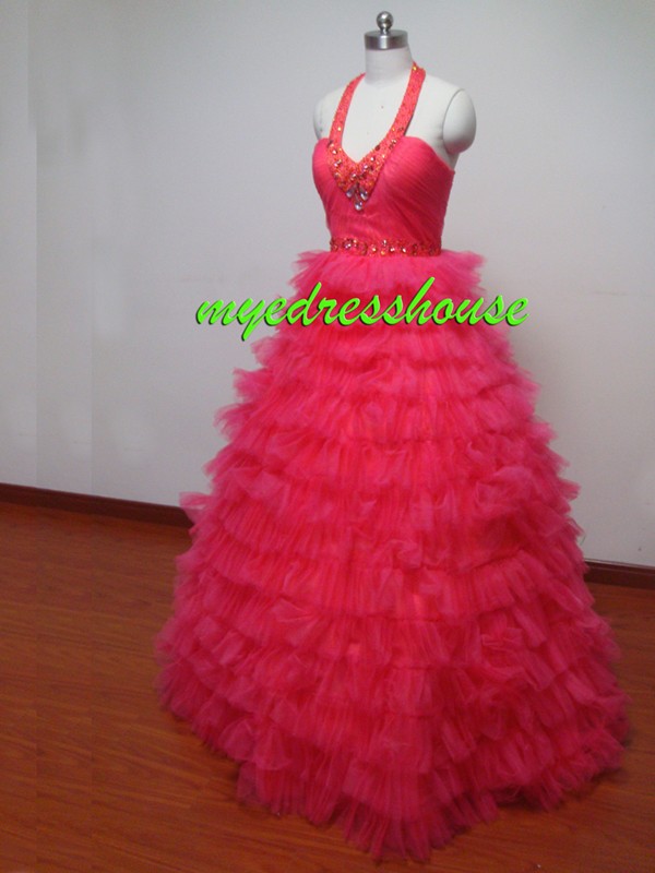 Myedresshouse Hauter Couture Pink Tulle Cake Dress 
