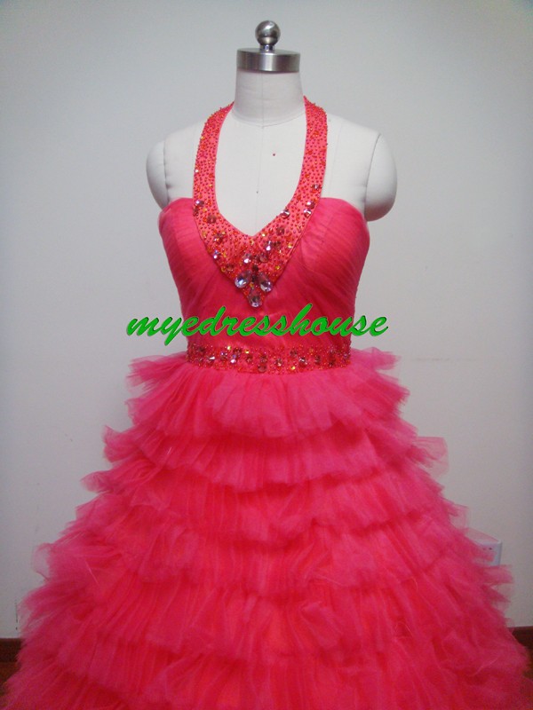 Myedresshouse Hauter Couture Pink Tulle Cake Dress 