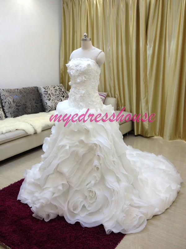 Myedresshouse Hauter Couture Luxury Princess Organza Ballgown Wedding Dress