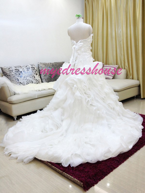 Myedresshouse Hauter Couture Luxury Princess Organza Ballgown Wedding Dress