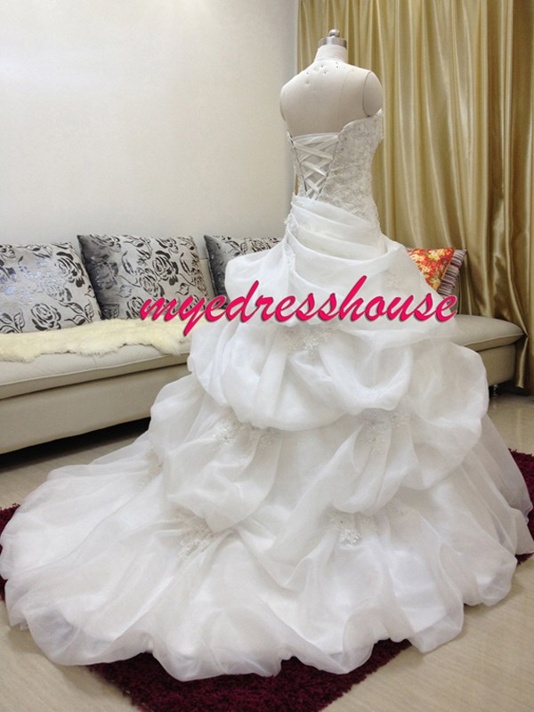 Myedresshouse Hauter Couture Organza Bubbled Lace Up Back Wedding Dress