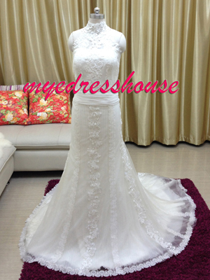 Myedresshouse Hauter Couture High Neck Fit-and-flare Wedding Dress