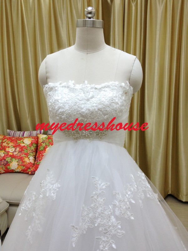Myedresshouse Hauter Couture Elegant Lace Ballgown Maternity Wedding Dress