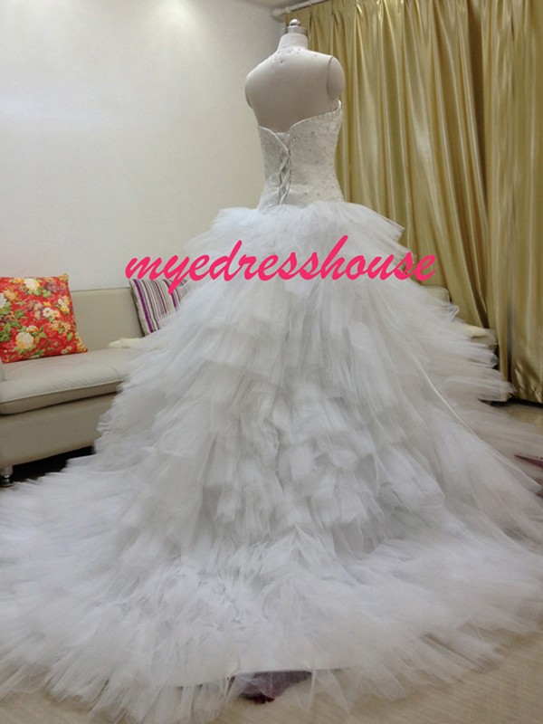 Myedresshouse Hauter Couture Full Beading Sweetheart Multi-Layered Ballgown Royal Wedding Dress