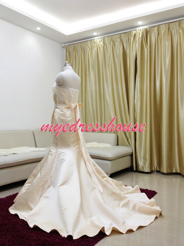 Myedresshouse Hauter Couture Satin Mermaid Wedding Dress