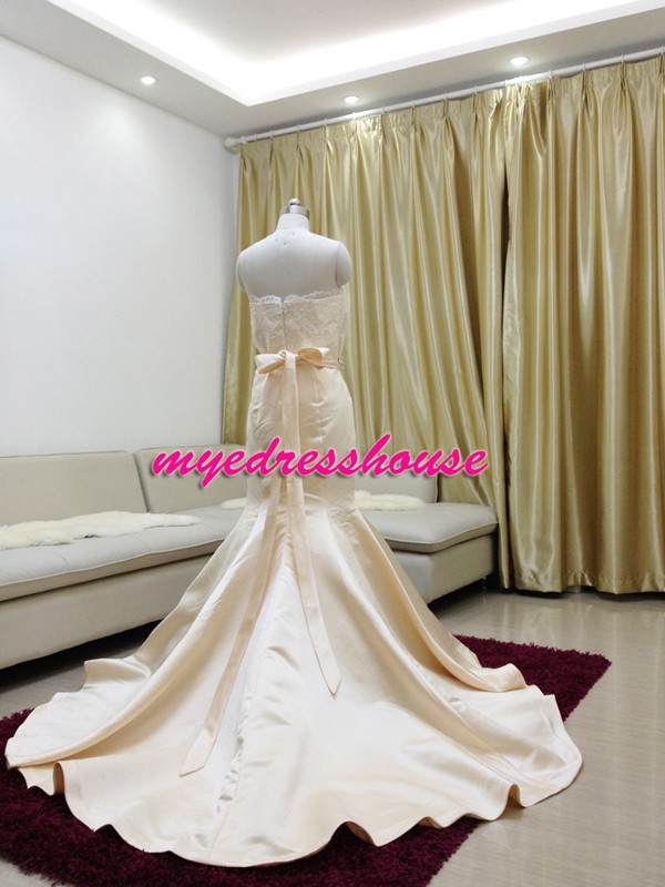 Myedresshouse Hauter Couture Satin Mermaid Wedding Dress