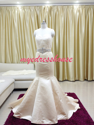 Myedresshouse Hauter Couture Satin Mermaid Wedding Dress