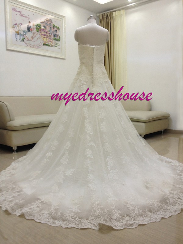 Myedresshouse Hauter Couture French Lace Princess A-line Wedding Dress