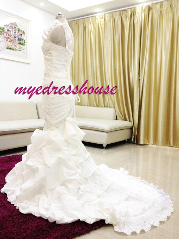 Myedresshouse Hauter Couture One Shoulder Mermaid Wedding Dress