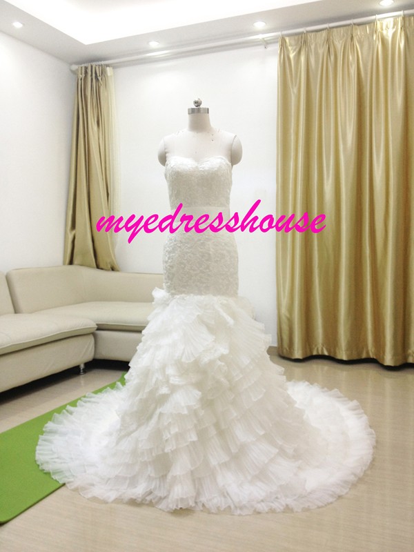 Myedresshouse Hauter Couture Sweetheart Lace Mermaid Wedding Dress