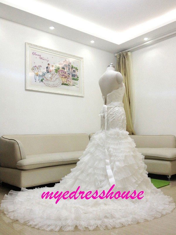 Myedresshouse Hauter Couture Sweetheart Lace Mermaid Wedding Dress