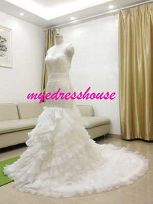 Myedresshouse Hauter Couture Sweetheart Lace Mermaid Wedding Dress