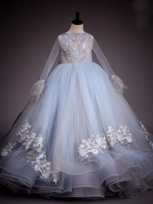 Whispy Blue Inspired By AnnaTriant Couture Luxury Childern Couture Dress
