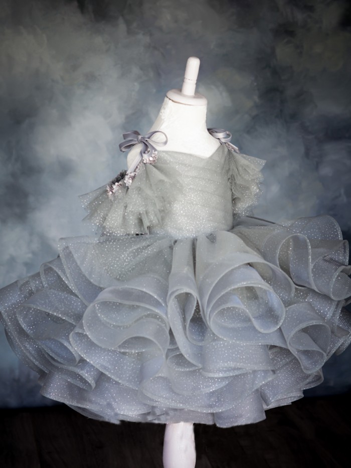 Silver Gleam Inspired By AnnaTriant Couture Luxury Childern Couture Dress