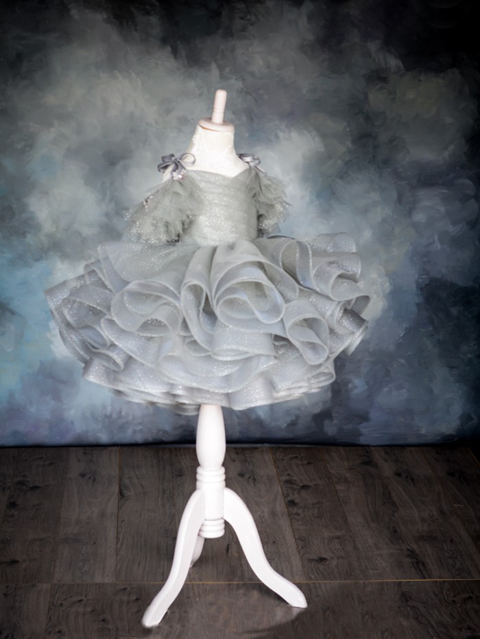 Silver Gleam Inspired By AnnaTriant Couture Luxury Childern Couture Dress