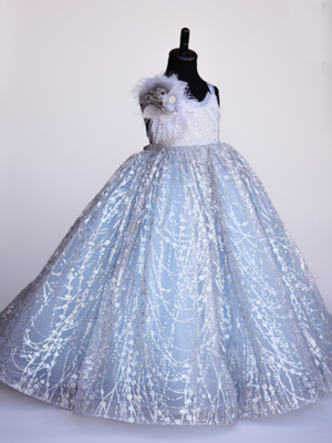 Shimmer Ice Blue Inspired By AnnaTriant Couture Luxury Childern Couture Dress