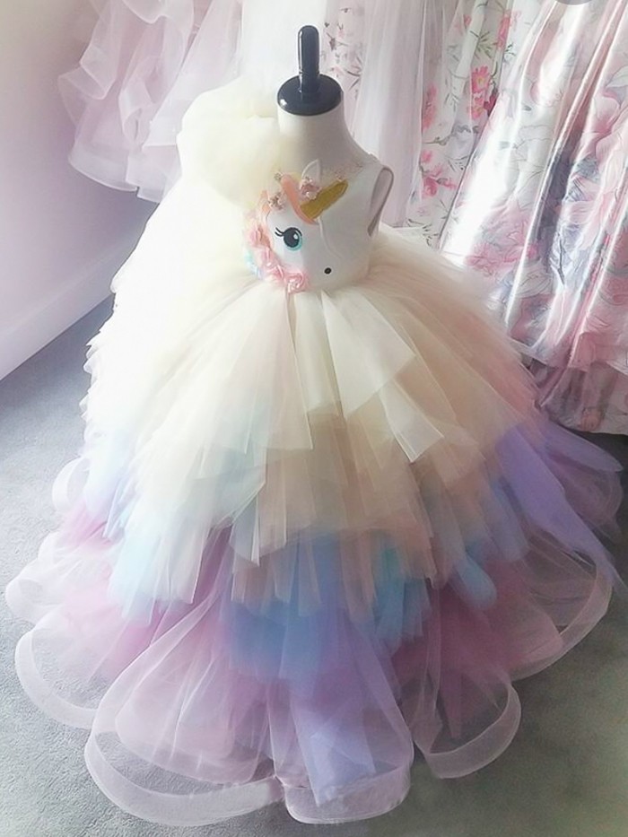 Rainbows and Unicorns Inspired By AnnaTriant Couture Luxury Childern Couture Dress