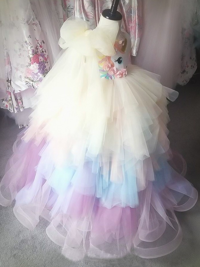 Rainbows and Unicorns Inspired By AnnaTriant Couture Luxury Childern Couture Dress