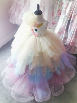 Rainbows and Unicorns Inspired By AnnaTriant Couture Luxury Childern Couture Dress