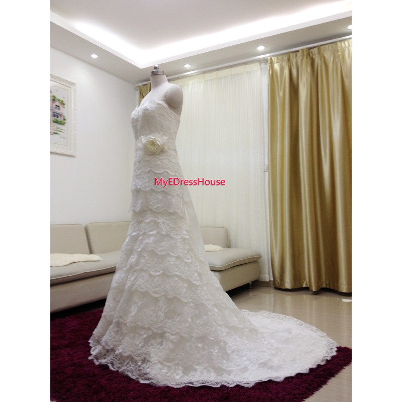 7940 Myedresshouse Haute Couture Sweetheart Neck Lace  Bridal Dress