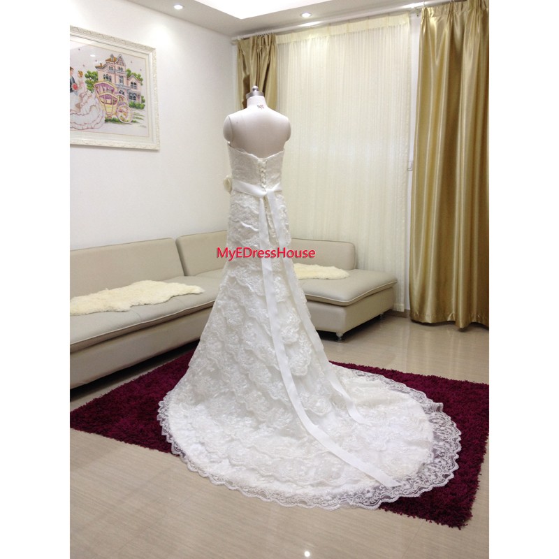 7940 Myedresshouse Haute Couture Sweetheart Neck Lace  Bridal Dress