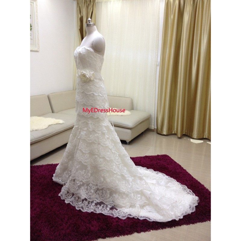 7940 Myedresshouse Haute Couture Sweetheart Neck Lace  Bridal Dress