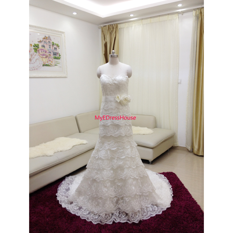 7940 Myedresshouse Haute Couture Sweetheart Neck Lace  Bridal Dress