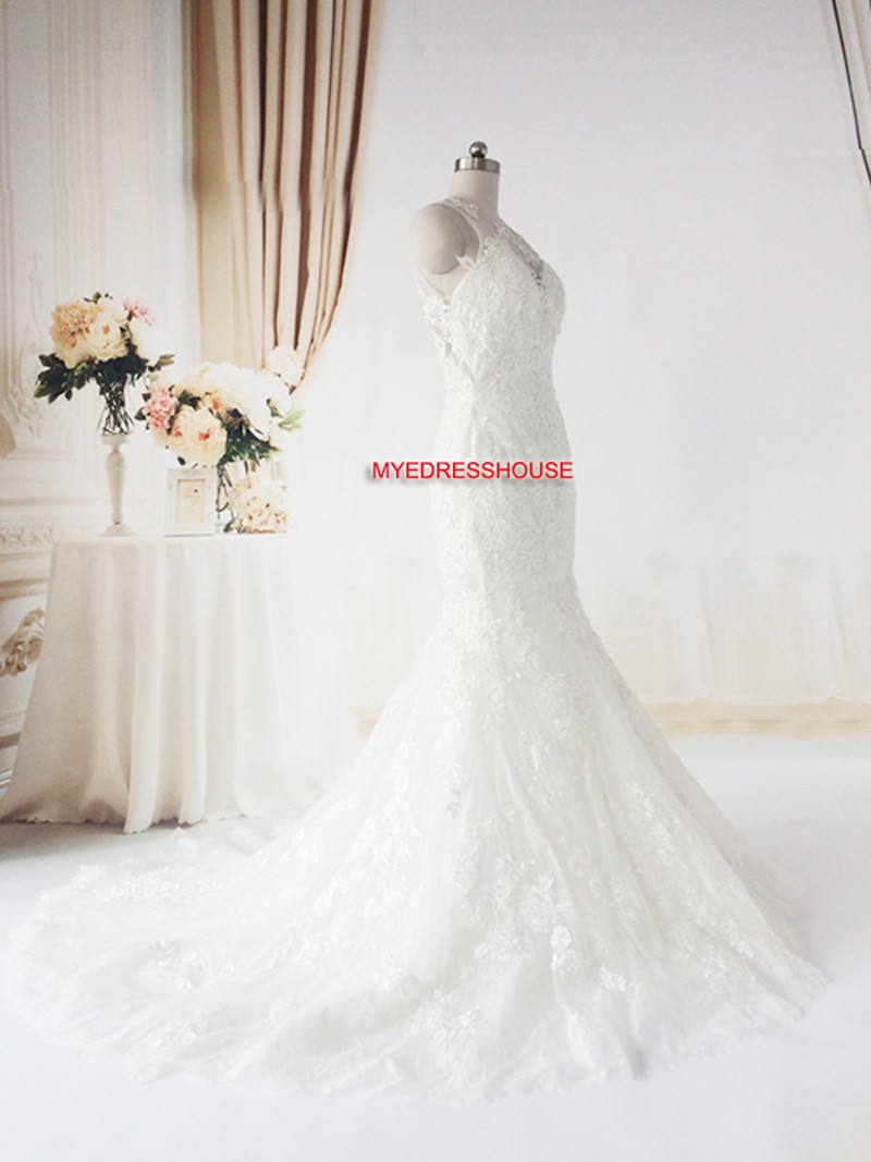 Car Myedresshouse Haute Couture Sweetheart Neck Lace  Bridal Dress