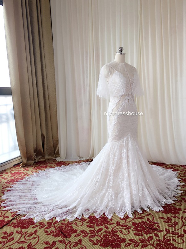 Crystal Myedresshouse Haute Couture Sweetheart Neck Lace  Bridal Dress 