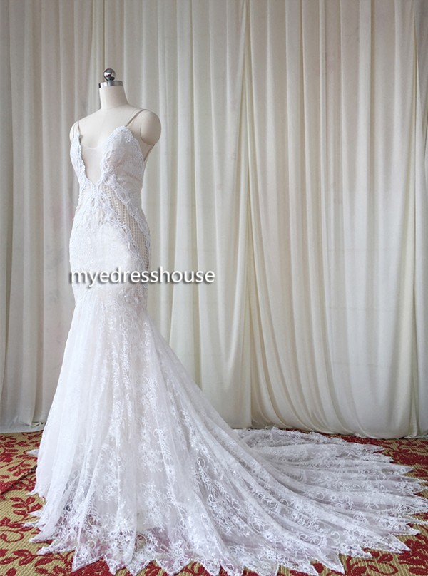 Crystal Myedresshouse Haute Couture Sweetheart Neck Lace  Bridal Dress 